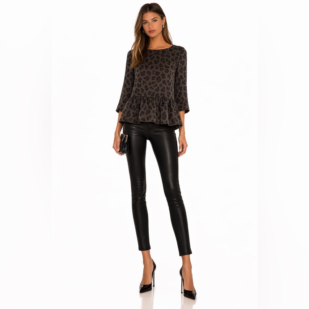 Essentiel Antwerp Leopard Print Peplum Blouse Size 40 Large NWOT